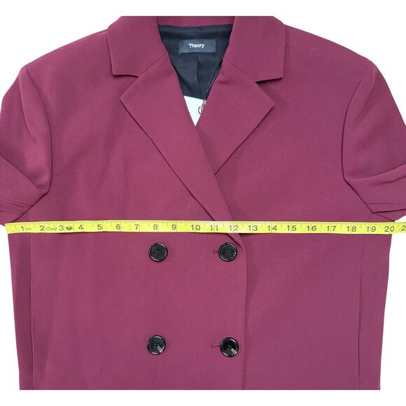THEORY Admiral Double Breasted Crop Jacket in Grenache - Picture 10 of 14